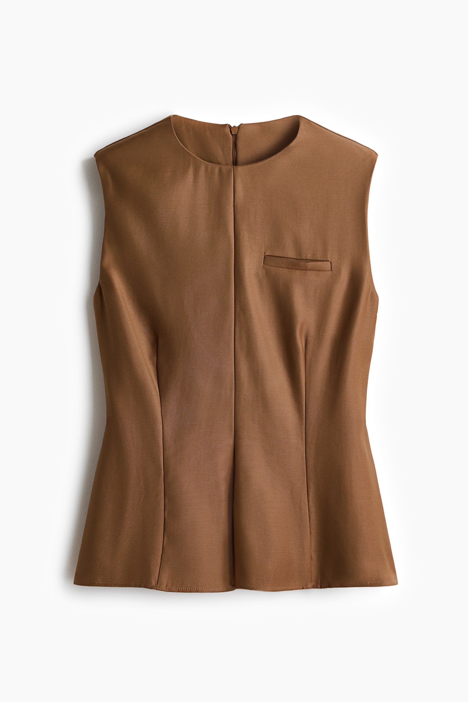 Sleeveless peplum top - Dark beige/Navy blue - 1