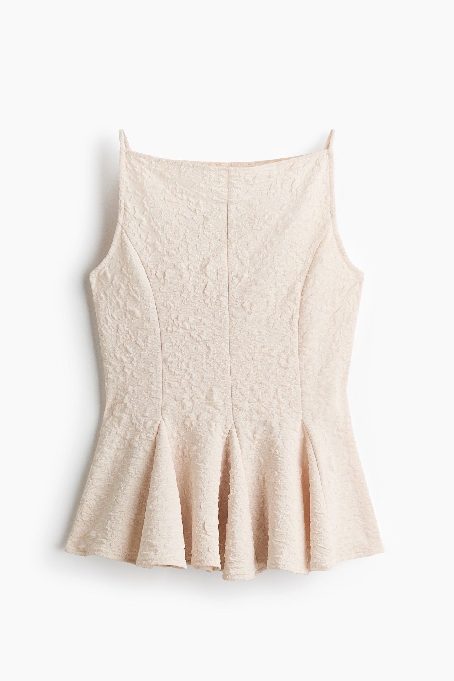 Top peplum s texturou - Světle béžová/Černá - 1