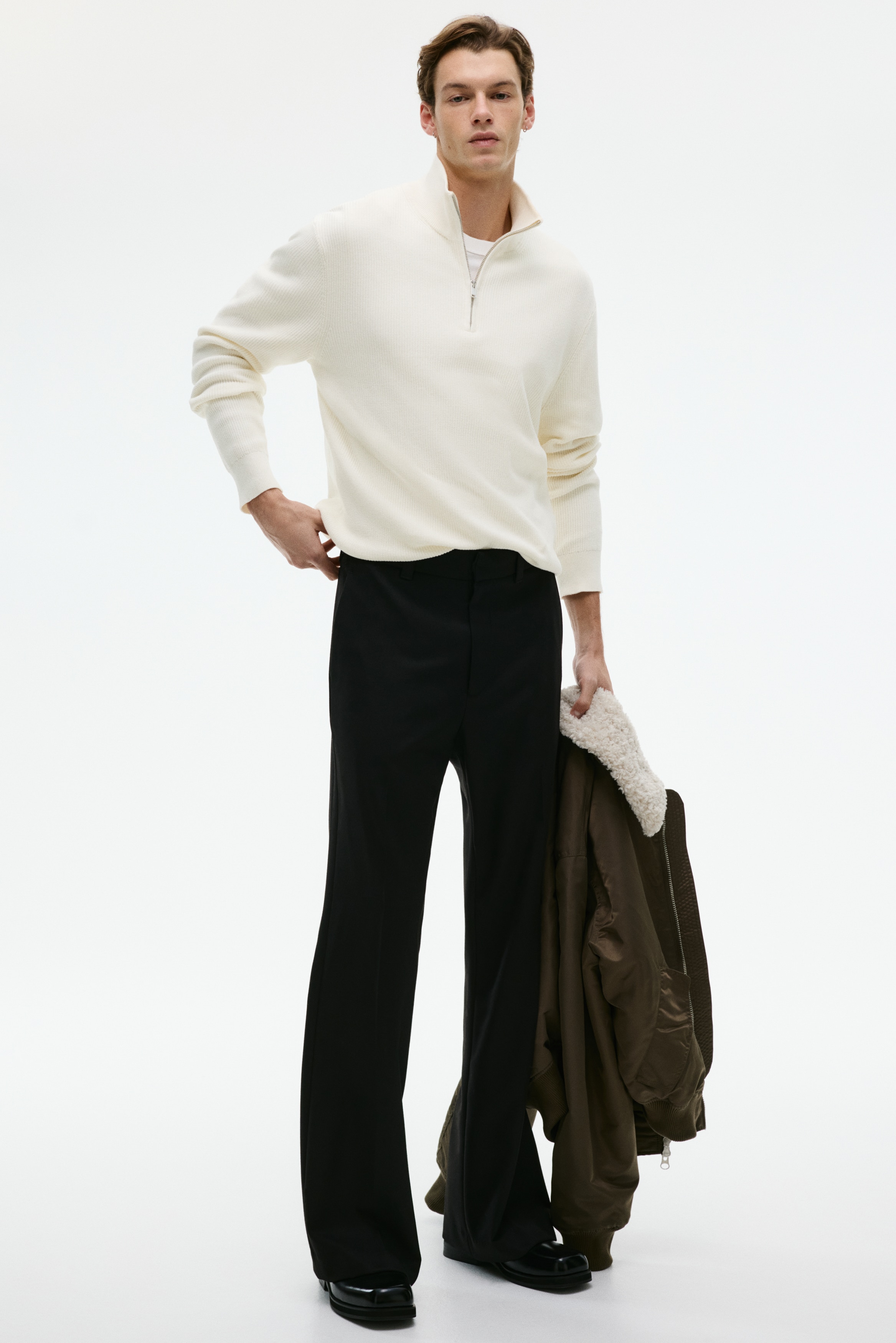 i-HEAT ハーフジップセーター Mサイズ 白 レギュラーフィット ハーフジップセーター - ホワイト - Men | H&M JP