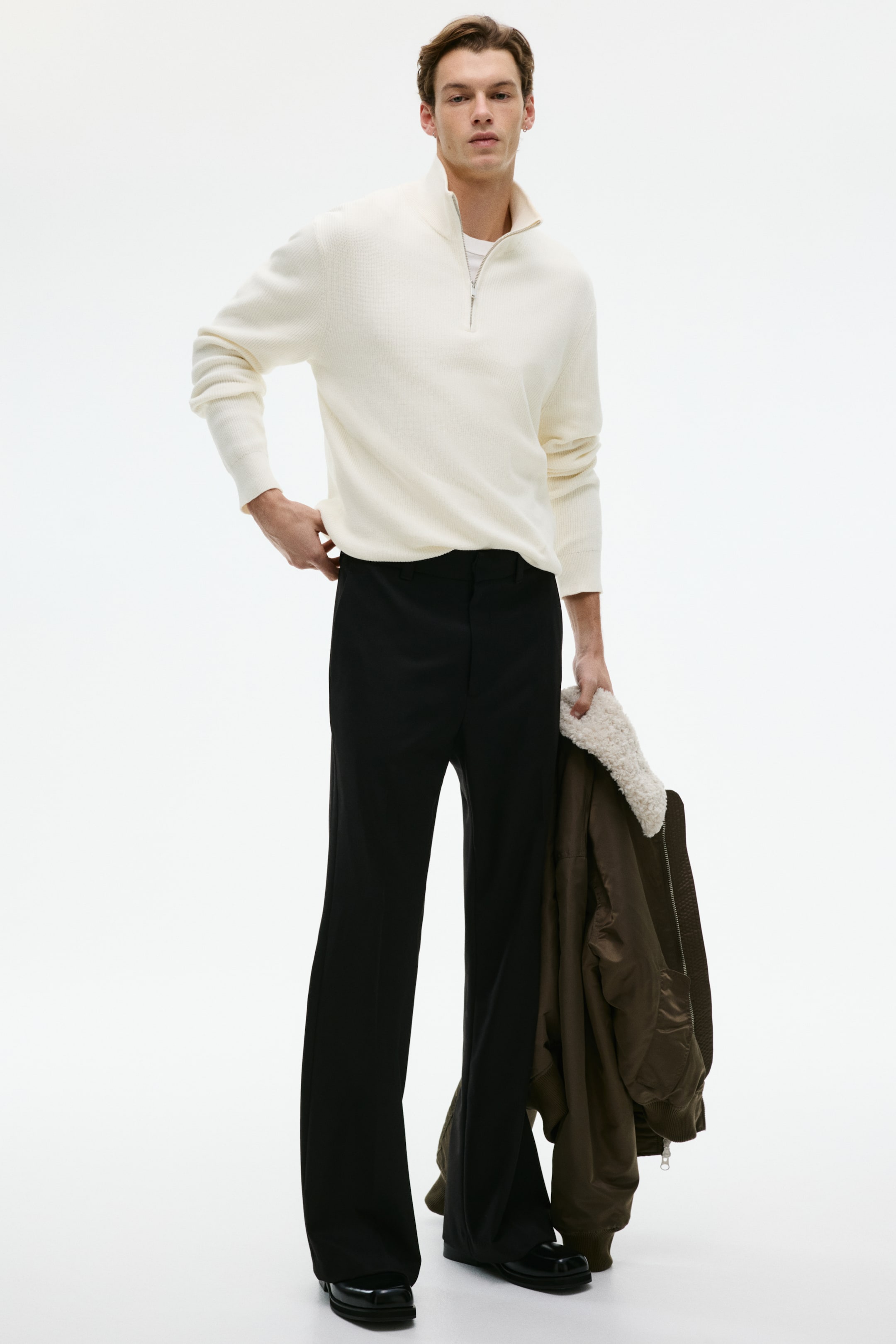 Nagyobb kép megtekintése: Cipzáros pulóver Regular Fit - Fehér - FÉRFI | H&M HU 1