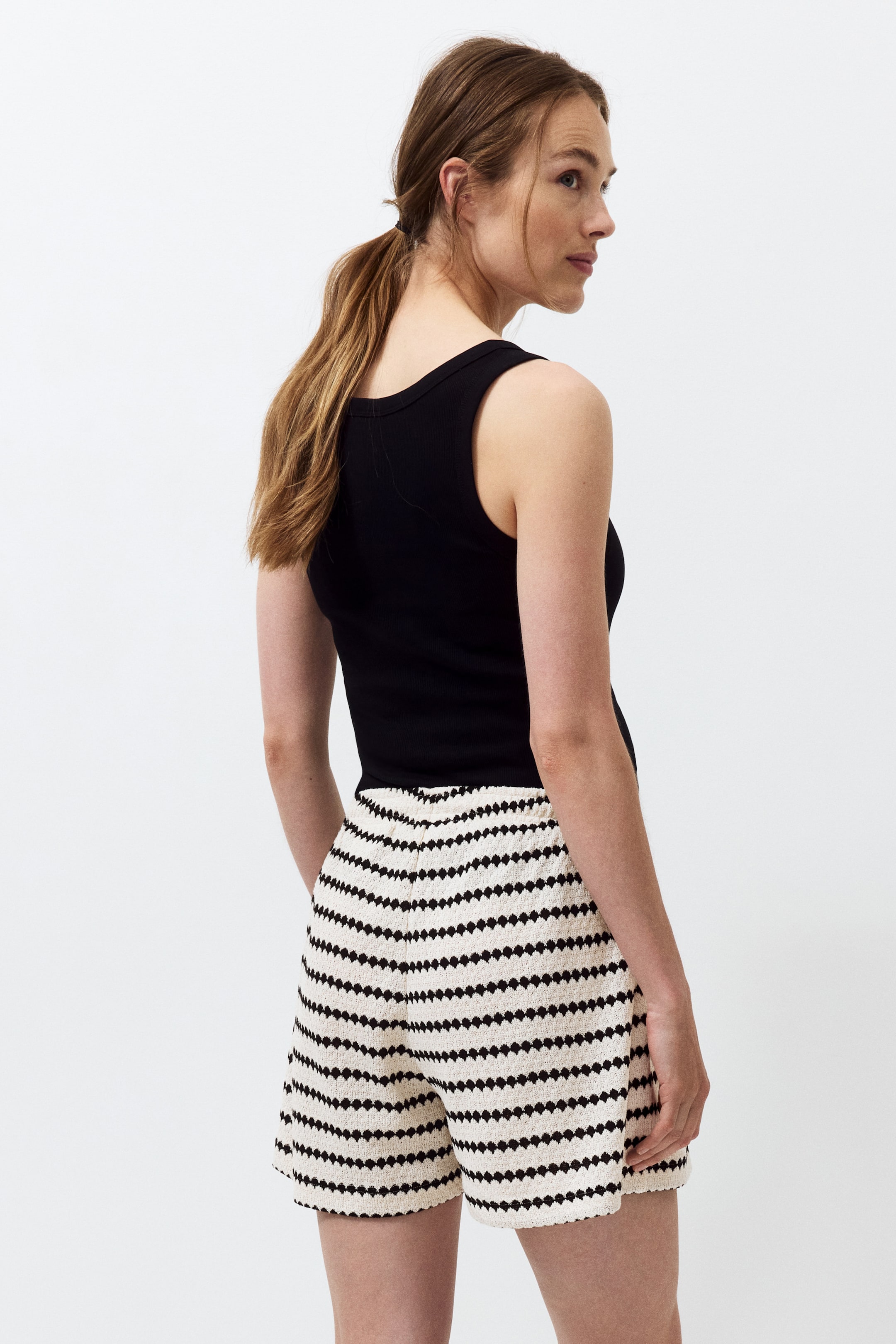 MAMA Pointelle-Knit Drawstring Shorts
