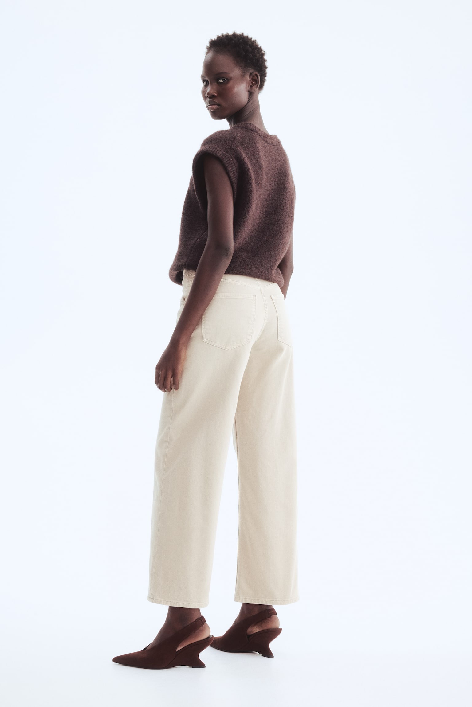 Wide High Waist Ankle Jeans - Beige/Denimblå/Vit/Mörk denimblå/Ljus denimblå - 7