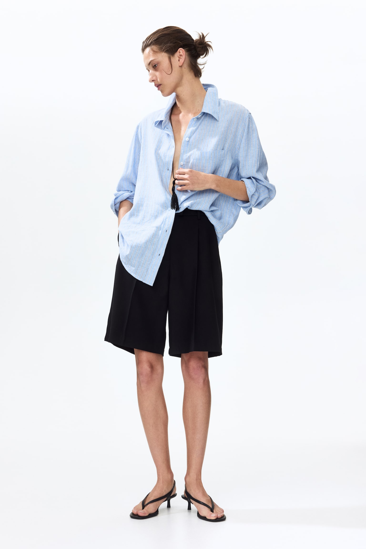 Linen-blend shirt - Light blue/Striped/Light blue/Light pink/Striped/Light purple/Black/White - 3