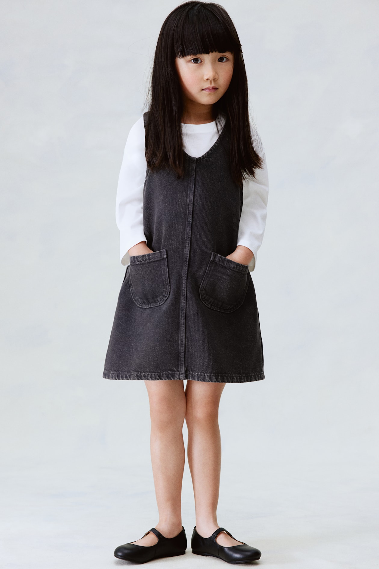 Denim Pinafore Dress Dark grey Kids H&M AU
