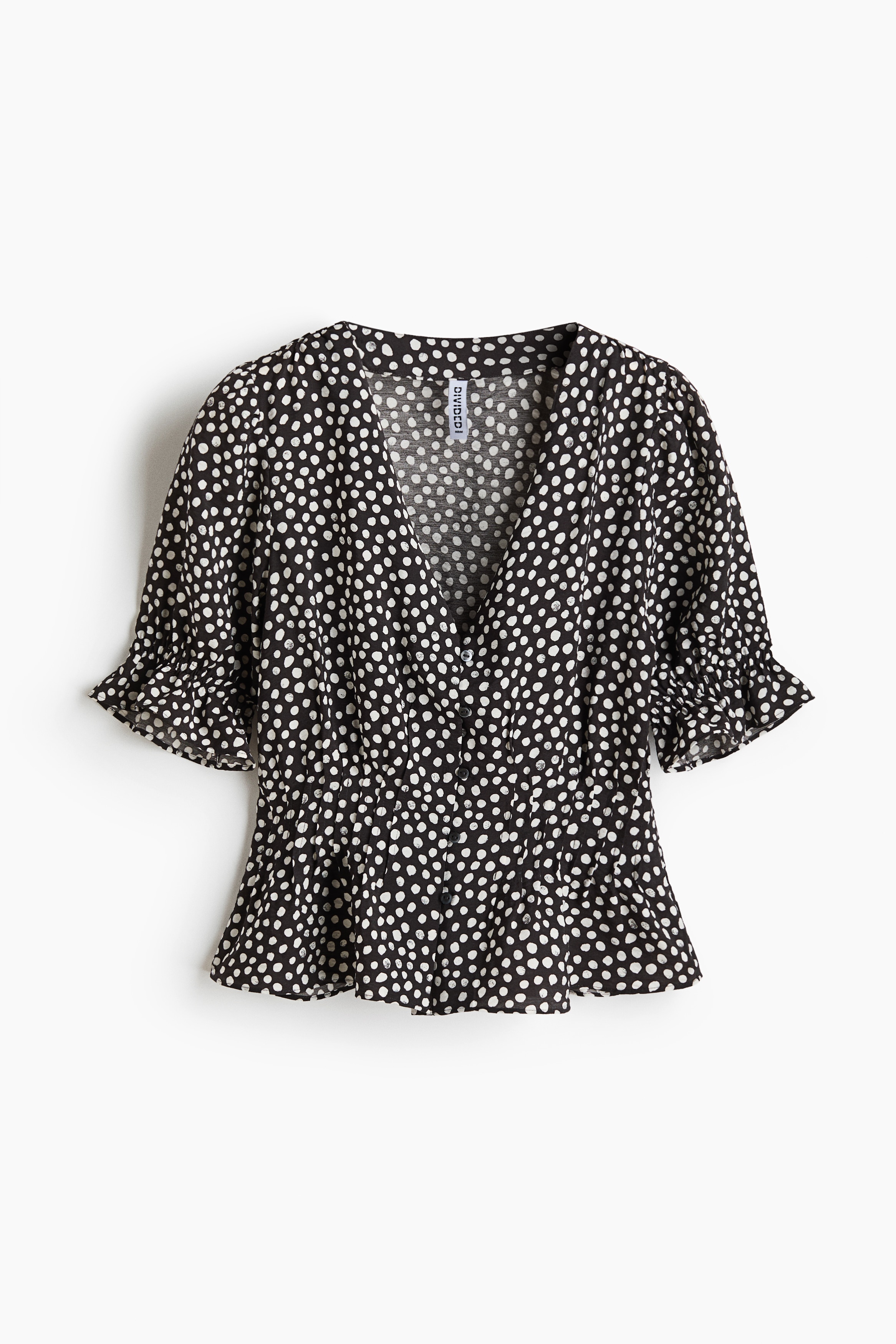 Peplum Blouse - Dark gray/dotted