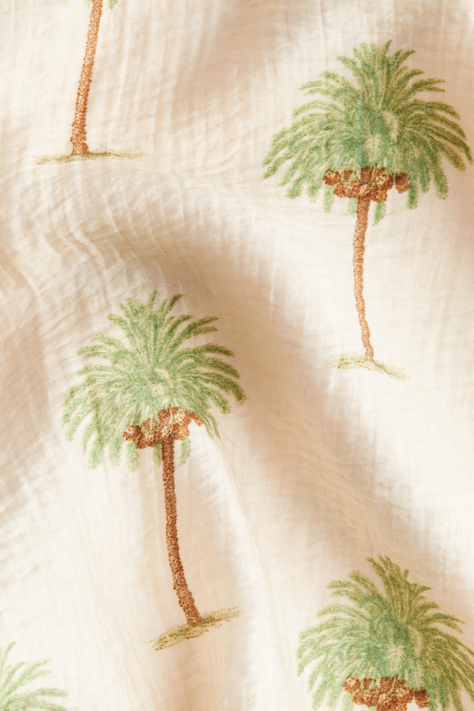 Tie Detail Dress - Cream/Palm trees - 4