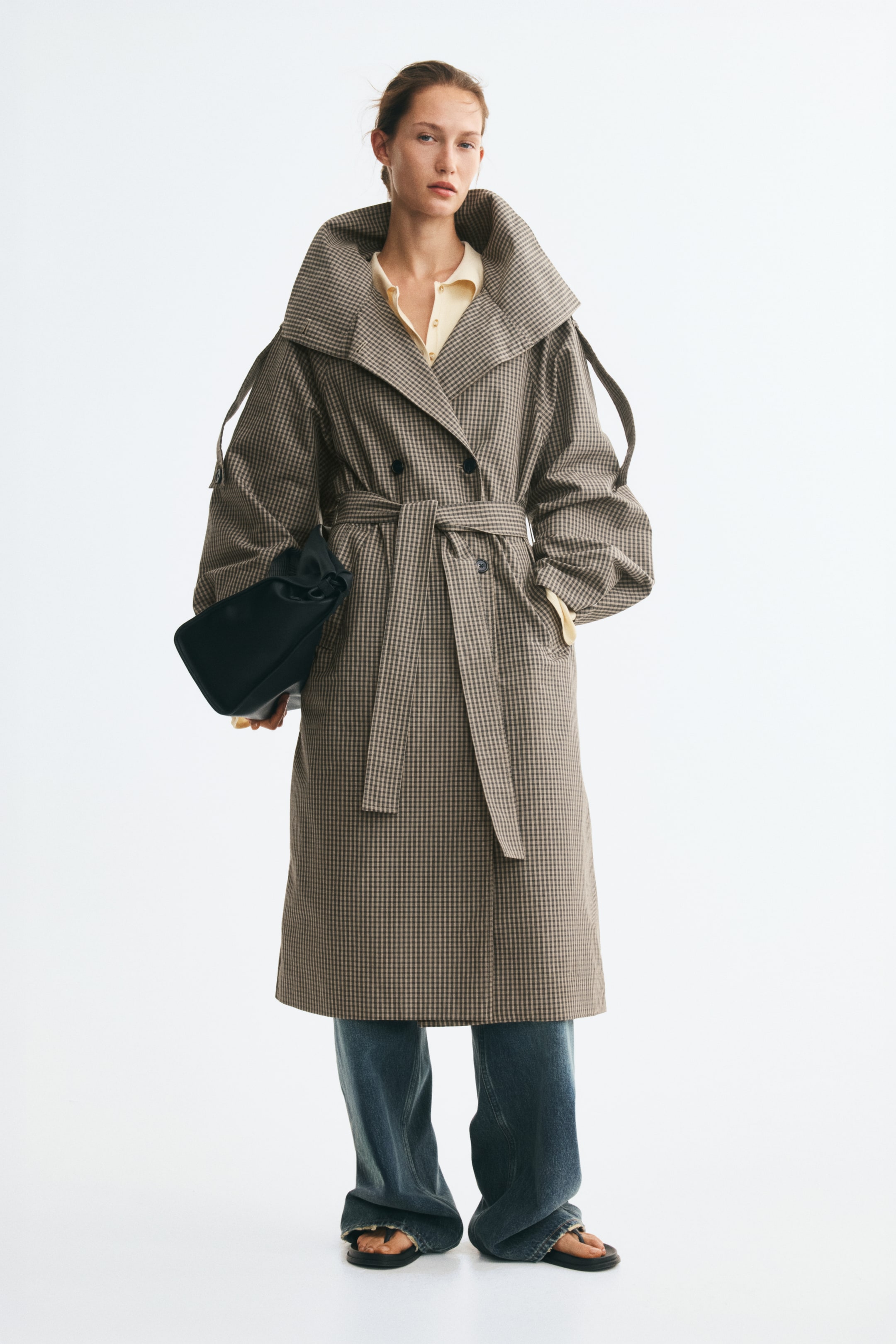Agrandir l'image: Trench-coat oversize - Taupe/carreaux - FEMME | H&M FR 1