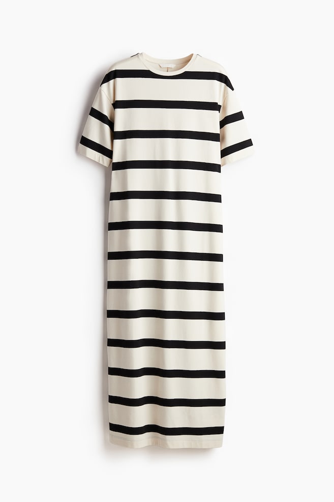 Robe T-shirt - Beige clair/rayé - 1