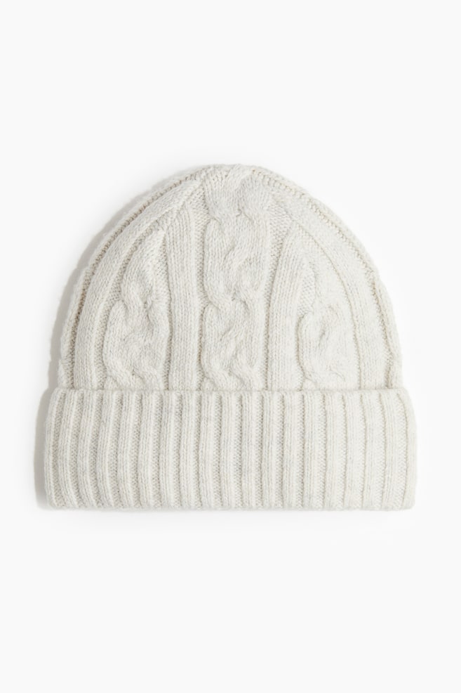 Gorro em malha de torcidos - Bege claro mesclado/Preto - 1