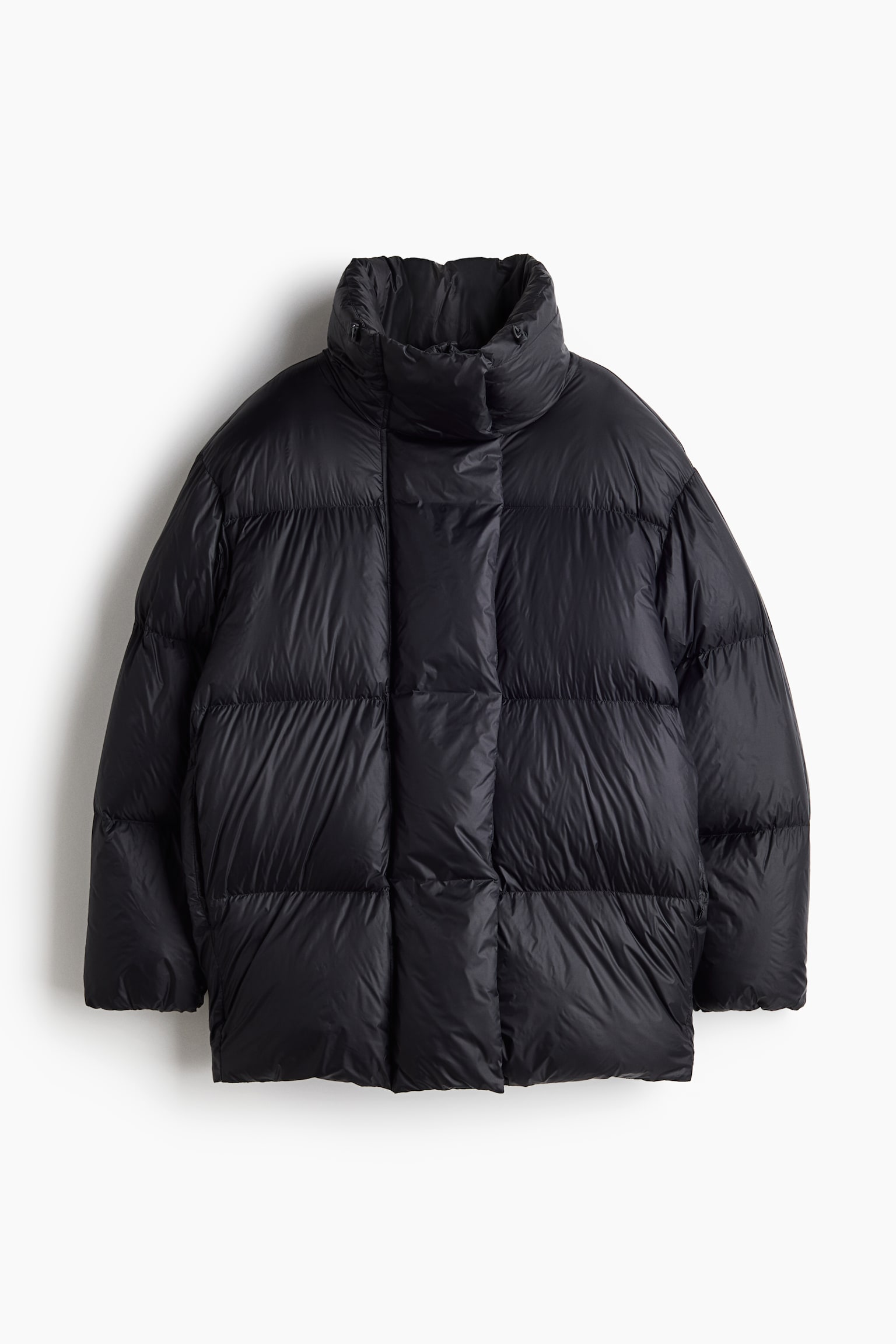 Oversized down puffer jacket - Black/Dark greige - 2