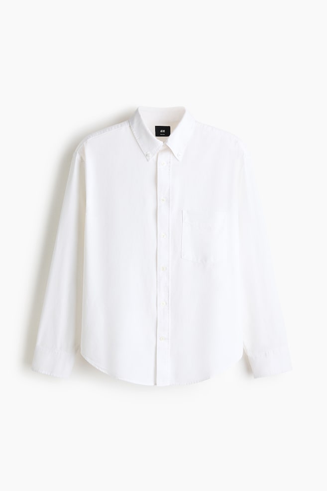 Relaxed-Fit Oxford Shirt - White/Light blue/striped - 1