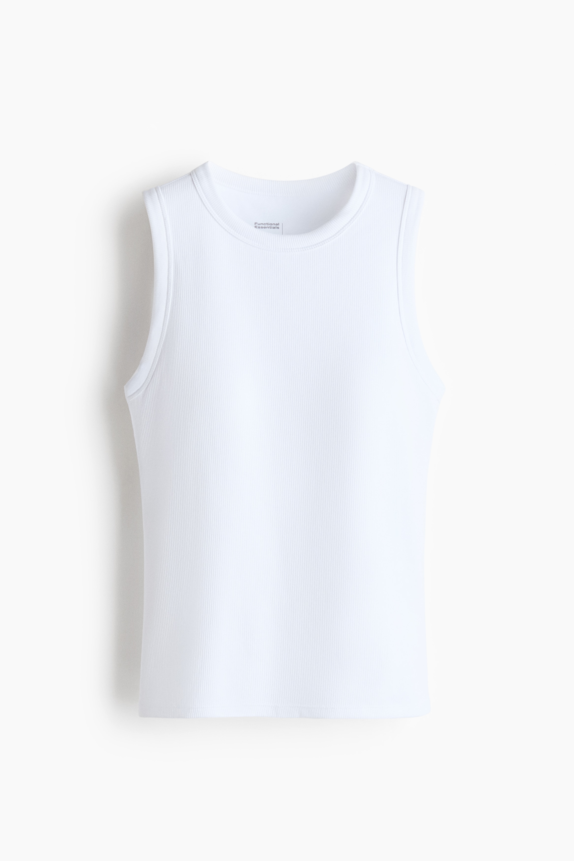 Cooling Slim-Fit Ribbed Shelf-Bra Tank Top - White/Black/Rust brown