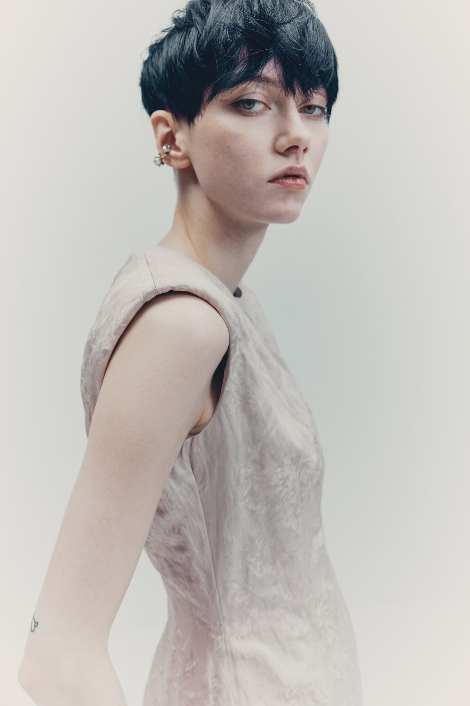 Jacquard-weave dress - Light greige - 3