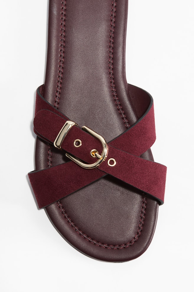 Crossover-Strap Sandals - Burgundy/Dark brown/Black/Beige/Cream - 1