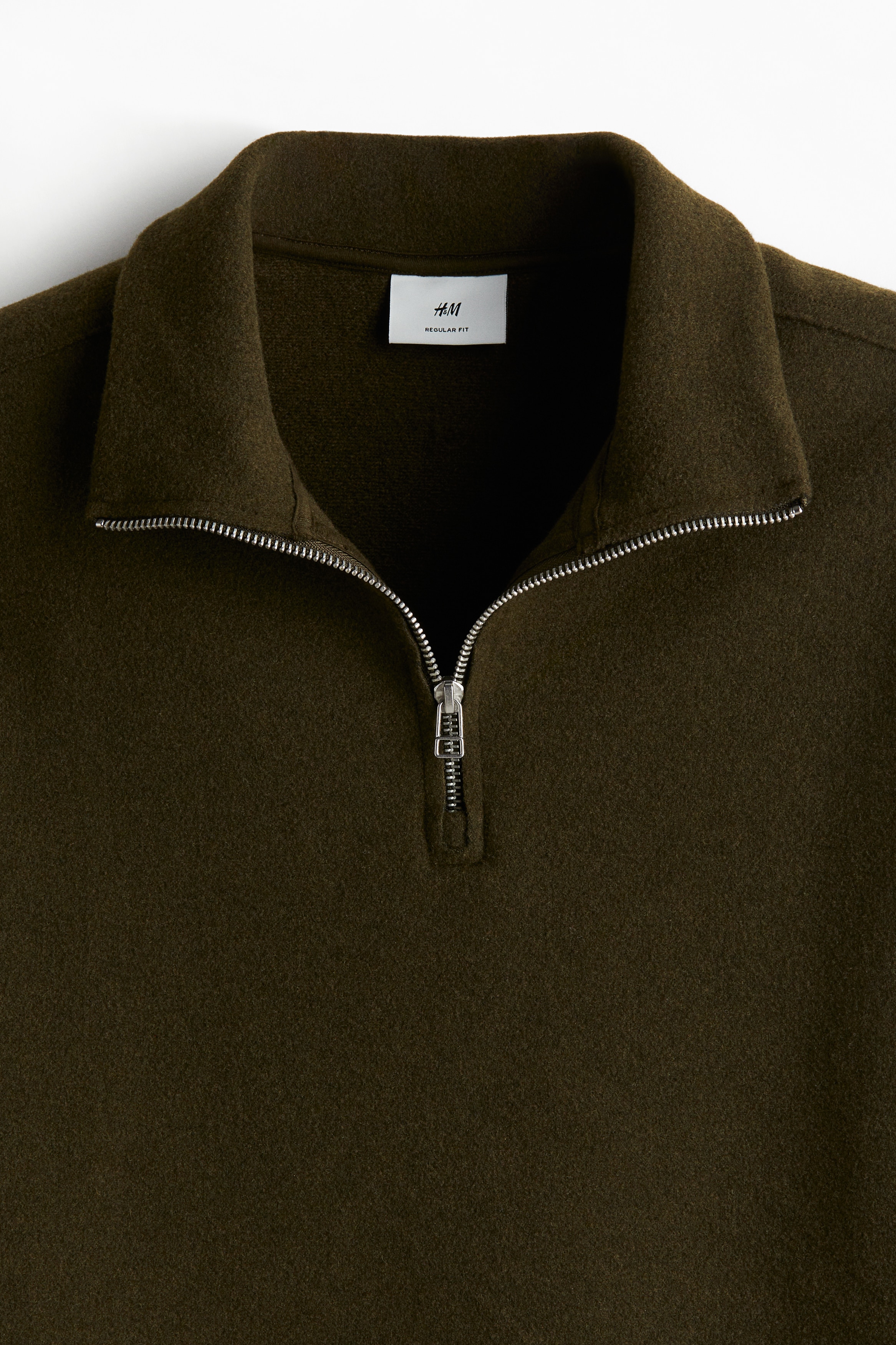 Regular Fit Half-zip Mock Turtleneck Sweater - Dark green - Men