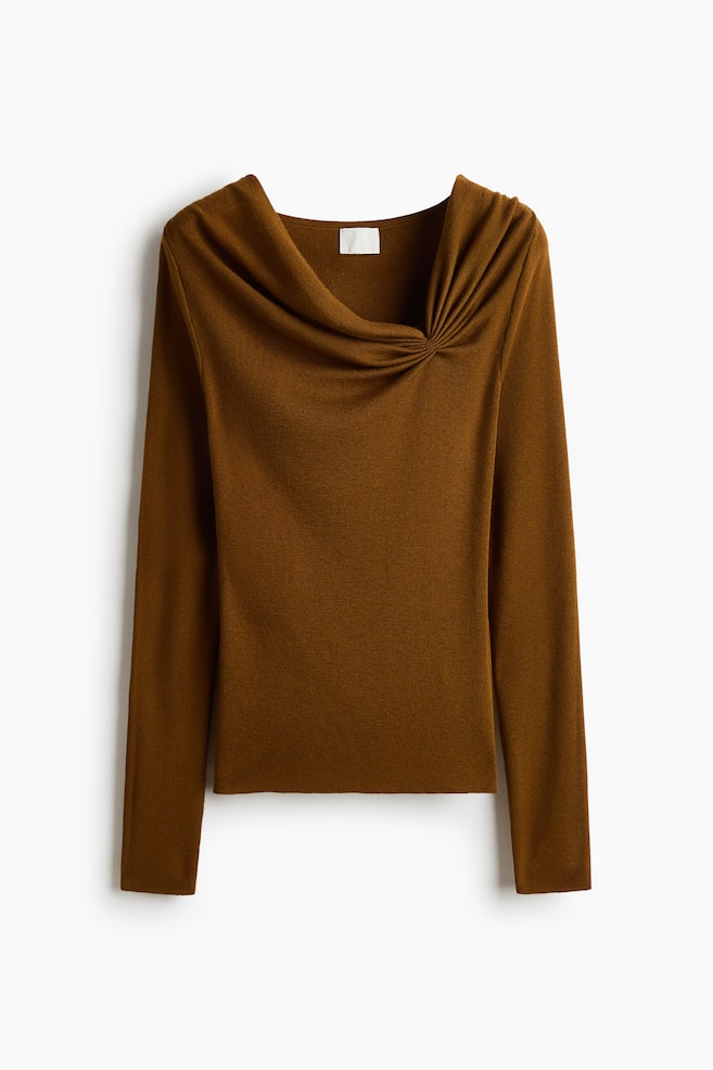 Draped Viscose-Blend Top - Golden brown - 1