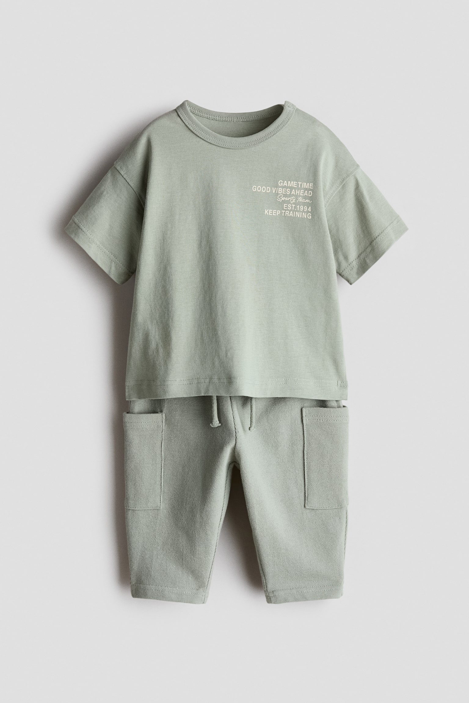 2-piece cotton set - Light khaki green/Navy blue/Gametime/Light beige