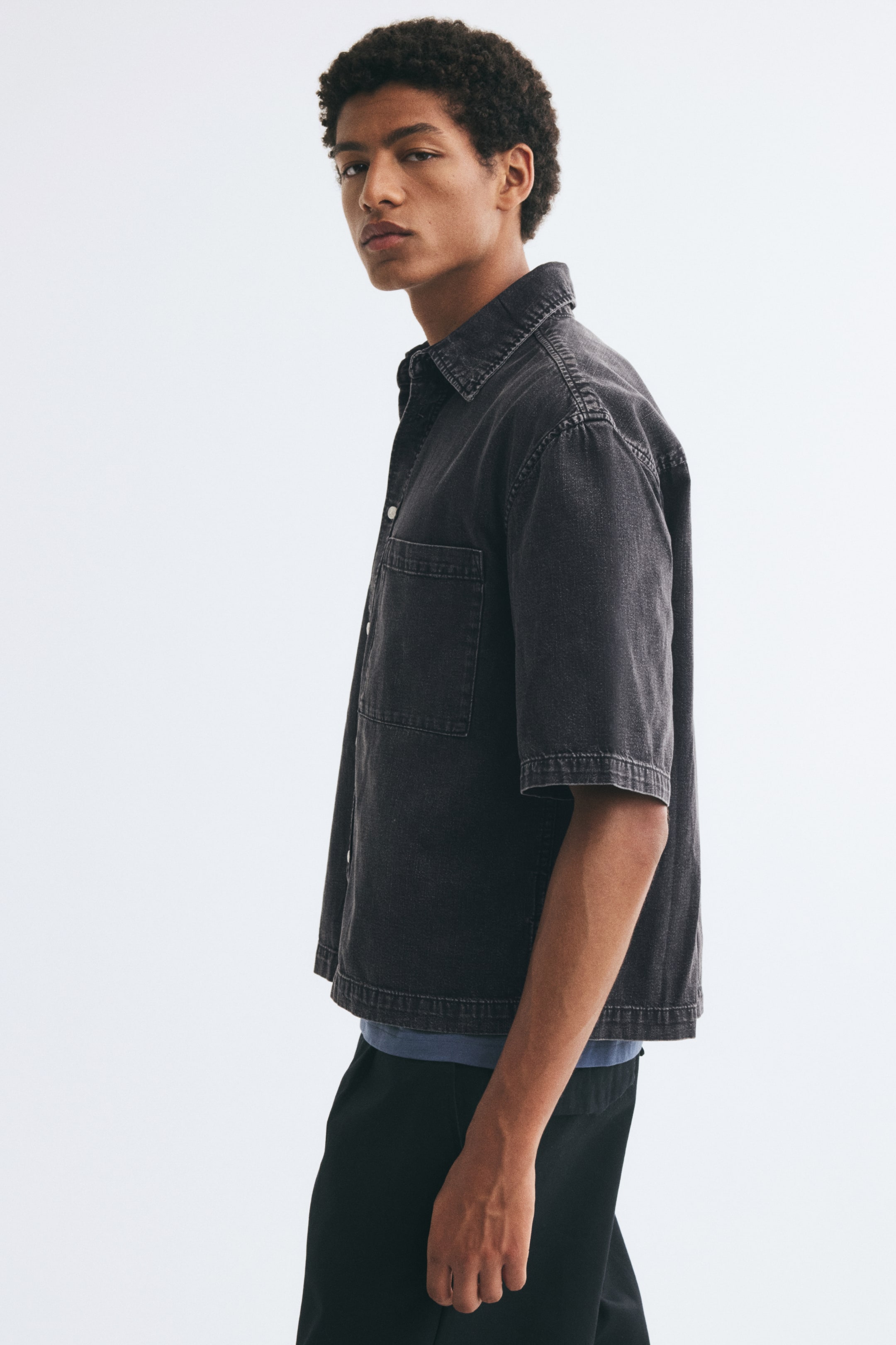 Relaxed-Fit Short-Sleeved Denim Shirt