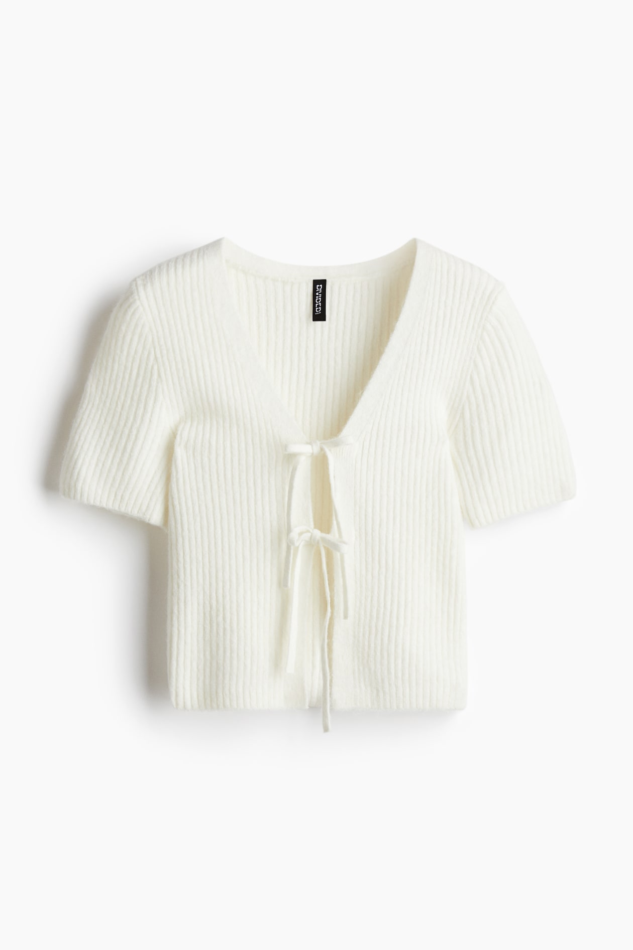 Tie-Detail Rib-Knit Top