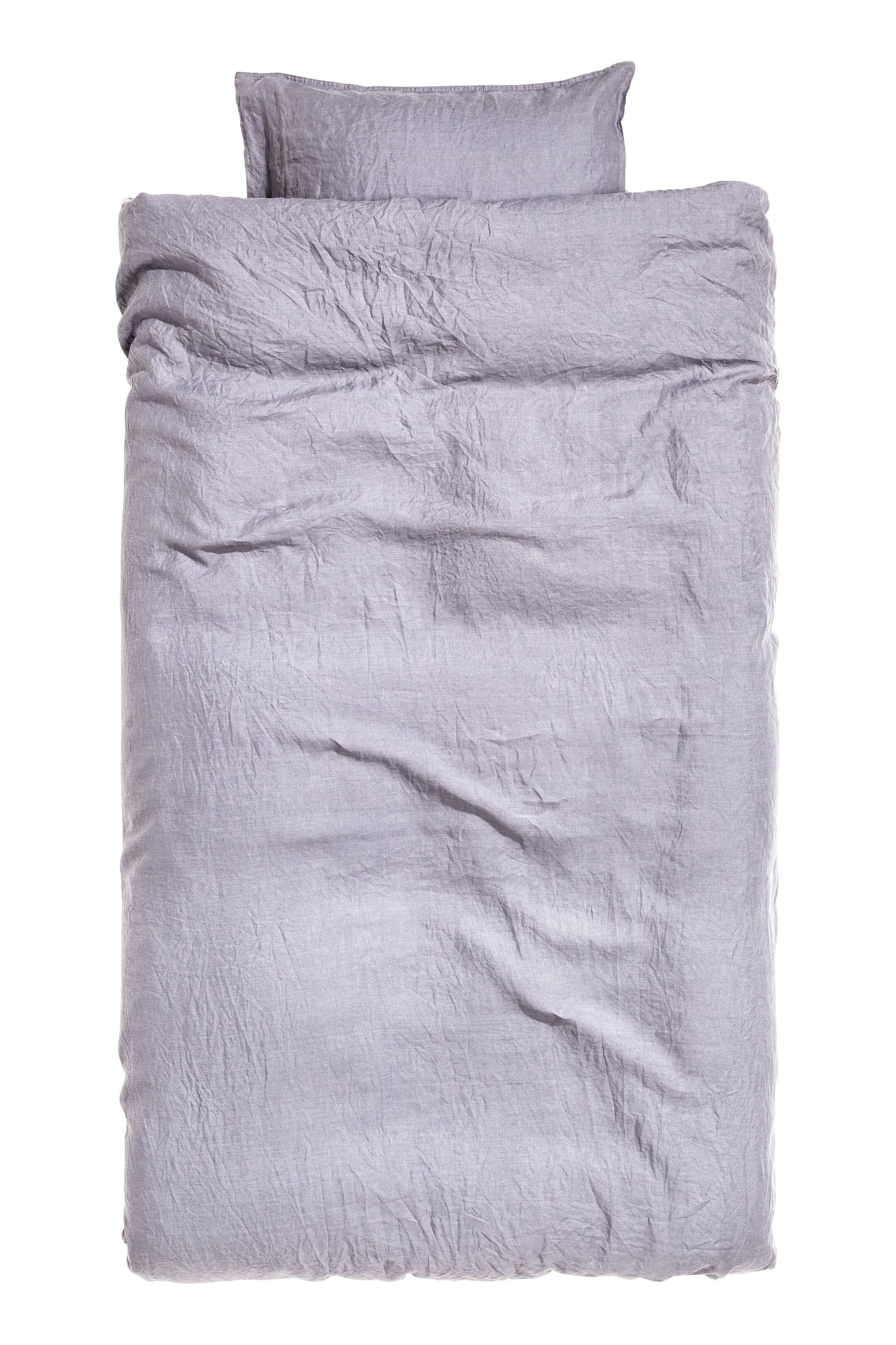 View larger image: Linen Twin Duvet Cover Set - Purple-gray - Home All | H&M CA 1