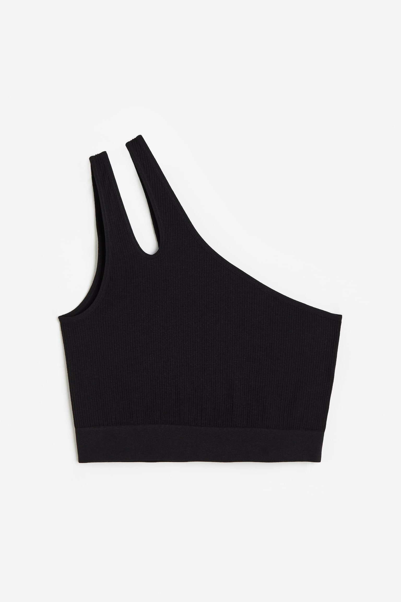 Seamless one-shoulder top - Black - 1