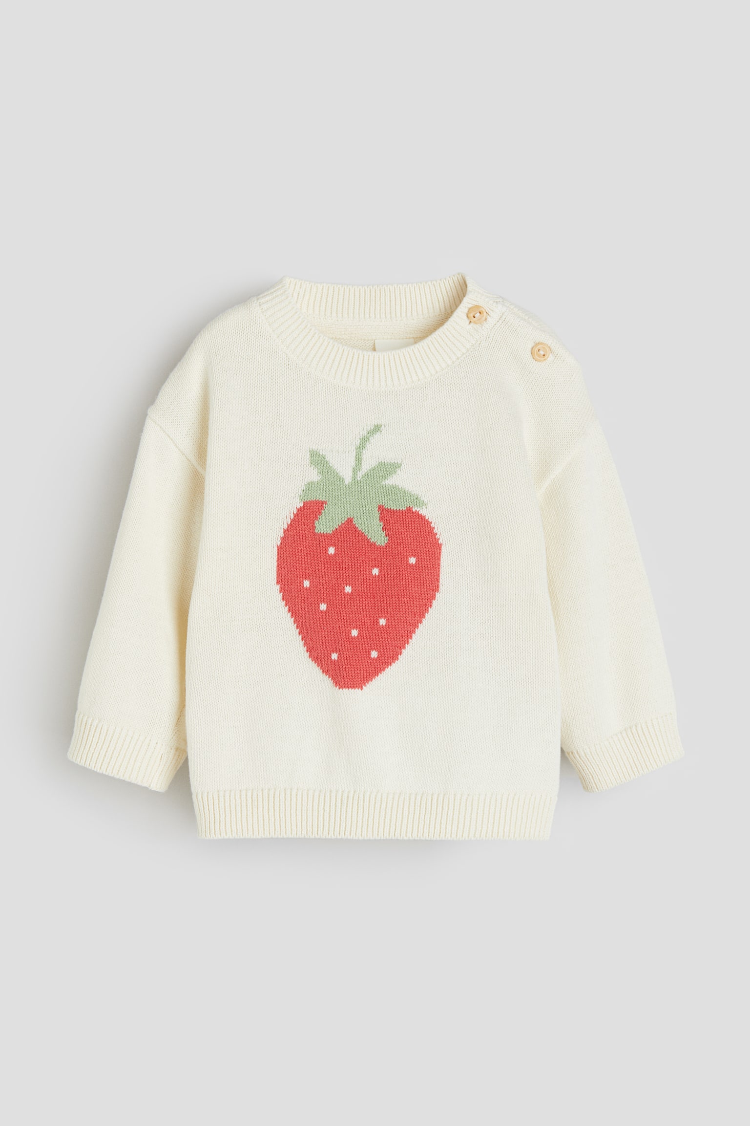 Cotton Sweater - Cream/Strawberry/Natural white/Teddy bear/Beige/Bunnies/Light dusty blue - 1