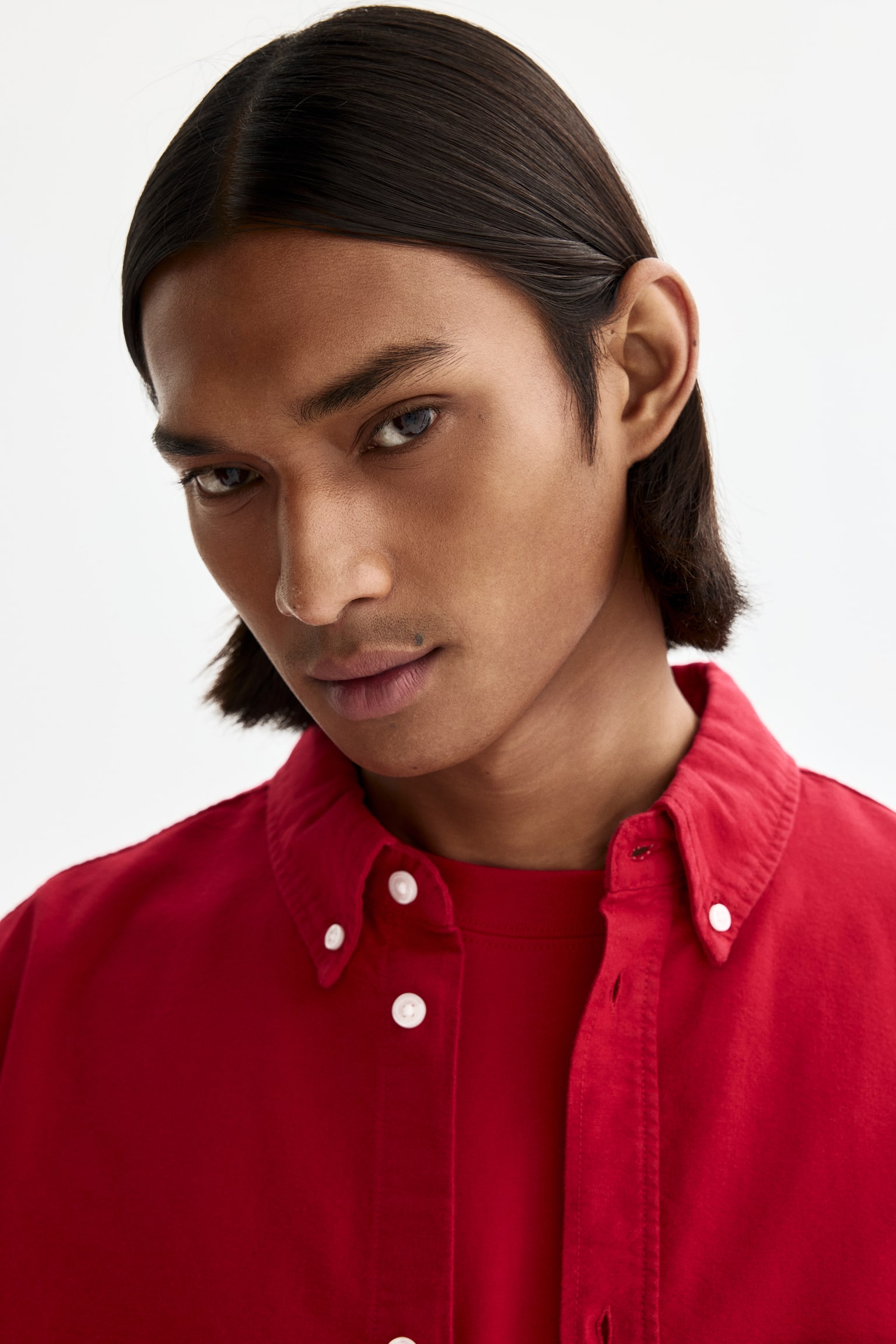 Relaxed Fit Oxford shirt - Red/Green/Striped/Dark blue/White - 5