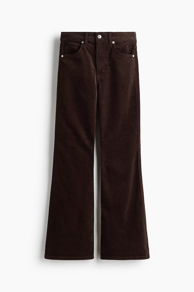 Flared trousers - Dark brown/Black - 1