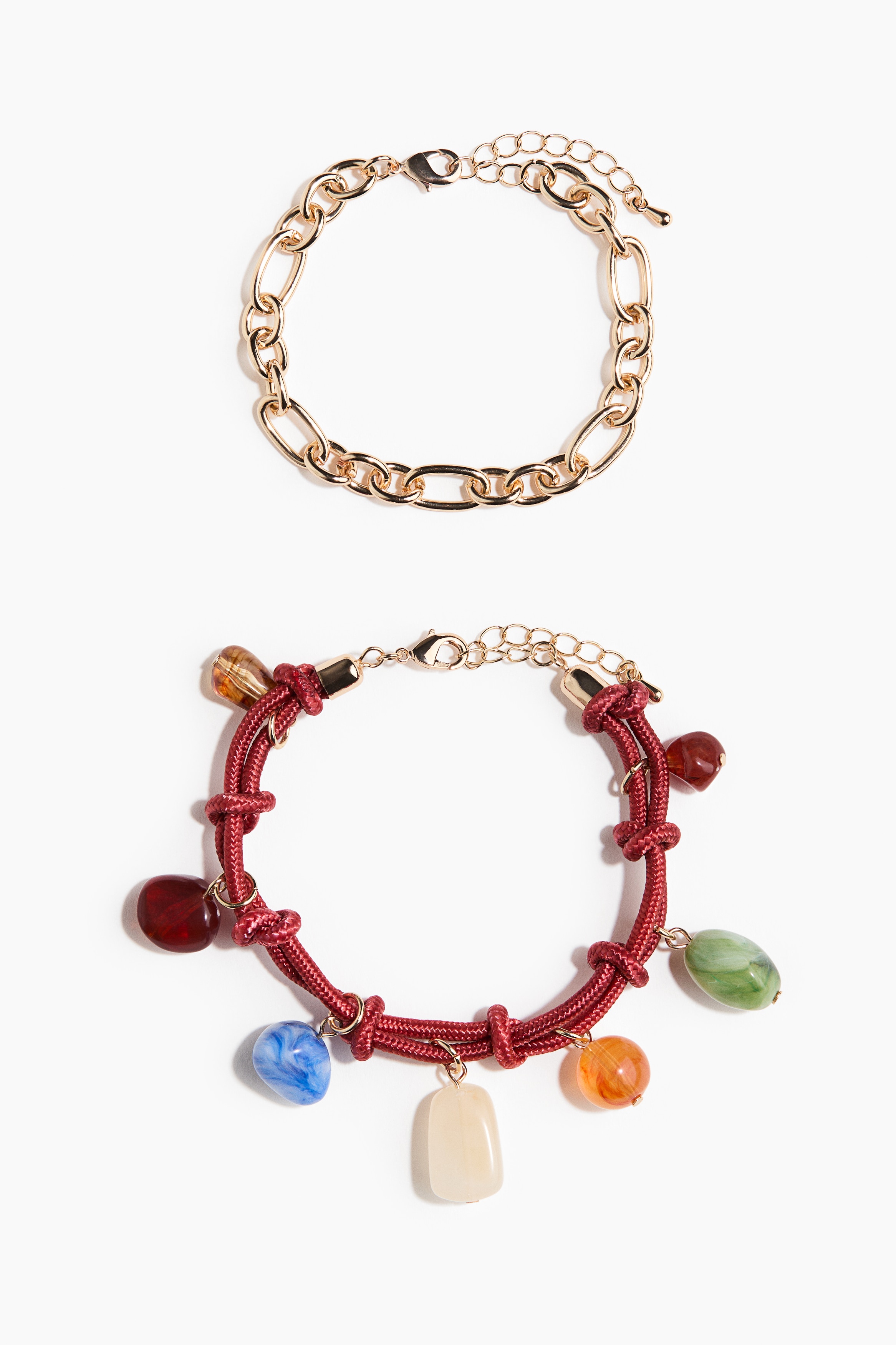 Lot de 2 bracelets - Doré/rouge