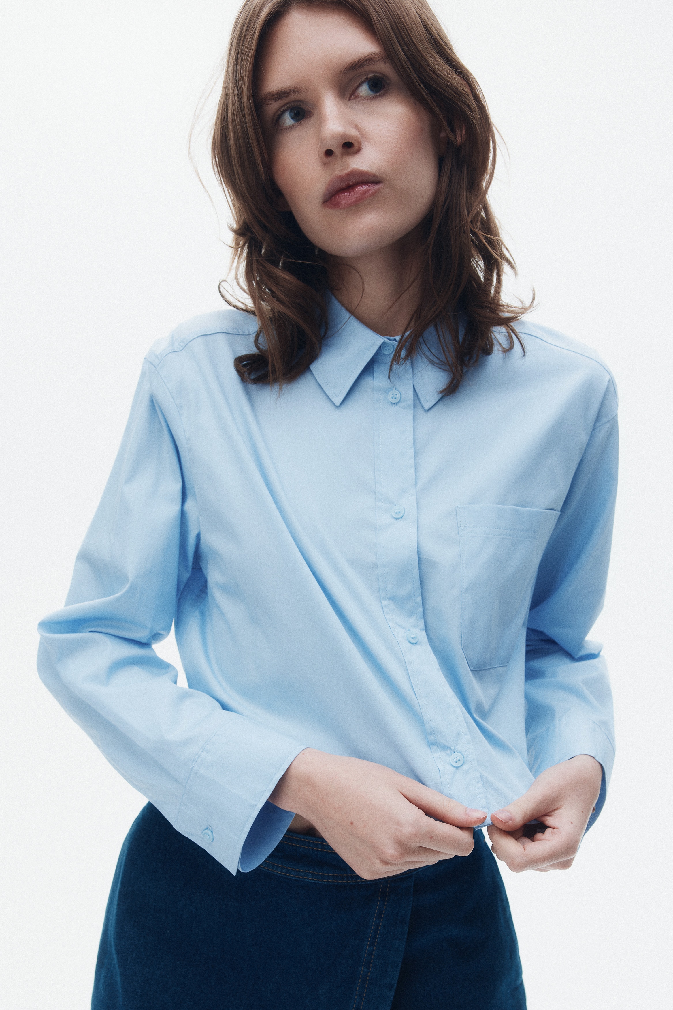 Cropped cotton shirt