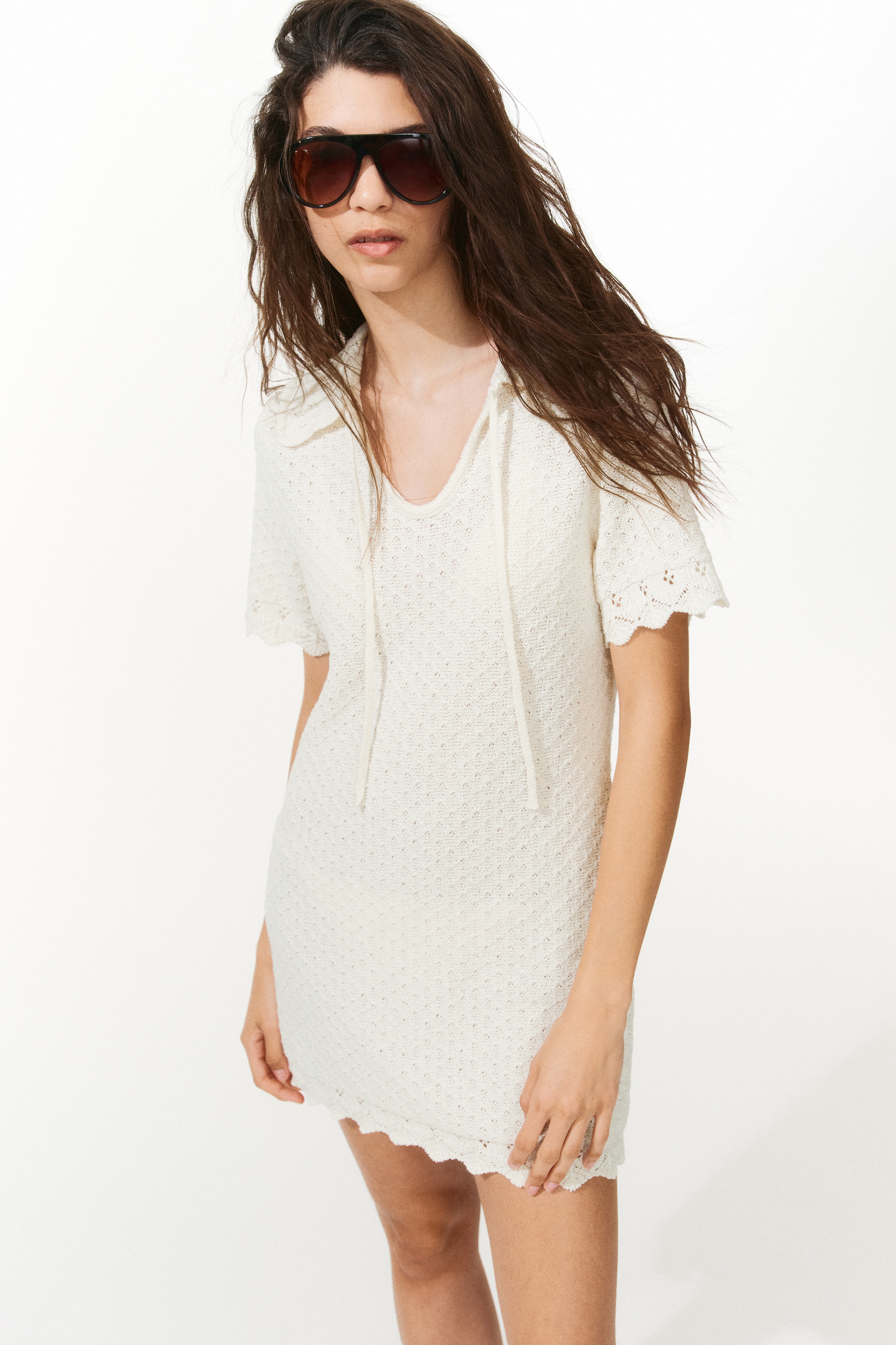 Pointelle-knit dress
