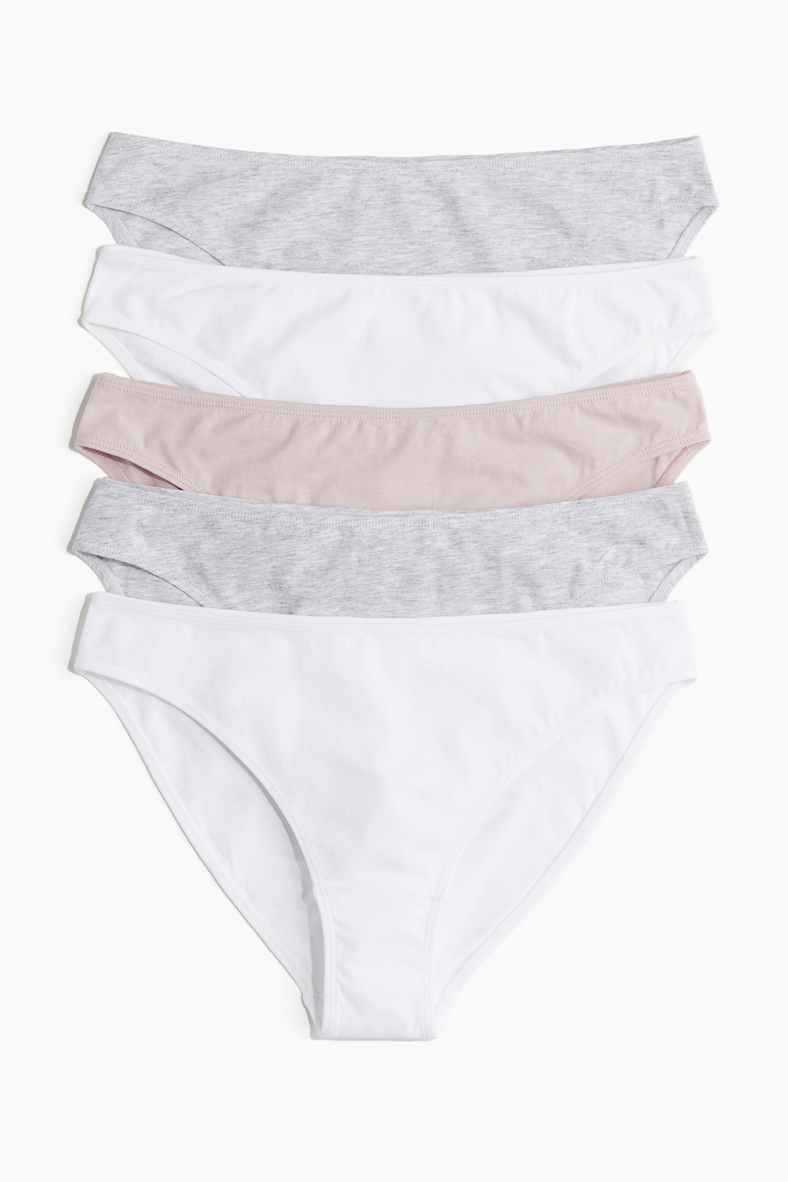 5-pack cotton briefs - Light pink/White/Grey marl/Black/Grey-green/Khaki green - 1