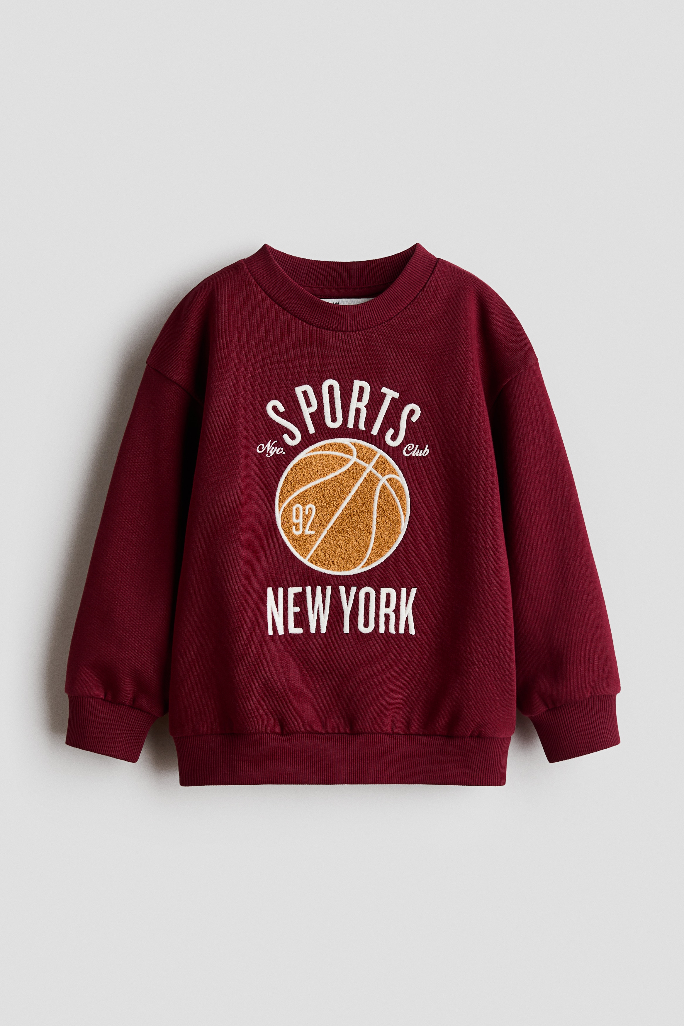 Motif-detail sweatshirt - Dark red/Basketball/Light grey marle/Badges