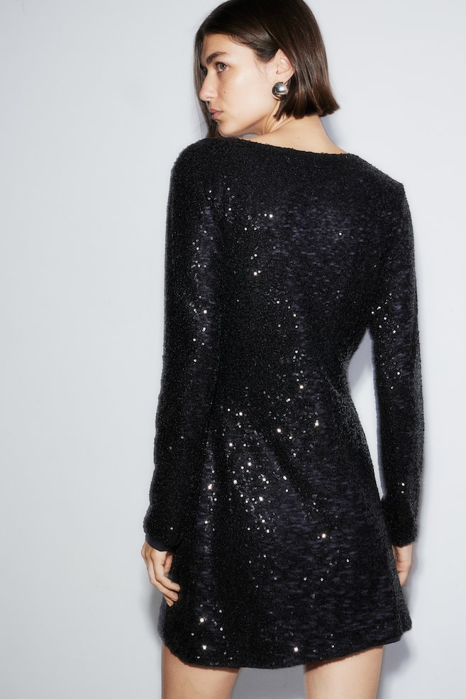 Sequined wrap dress - Black/Silver-coloured - 6
