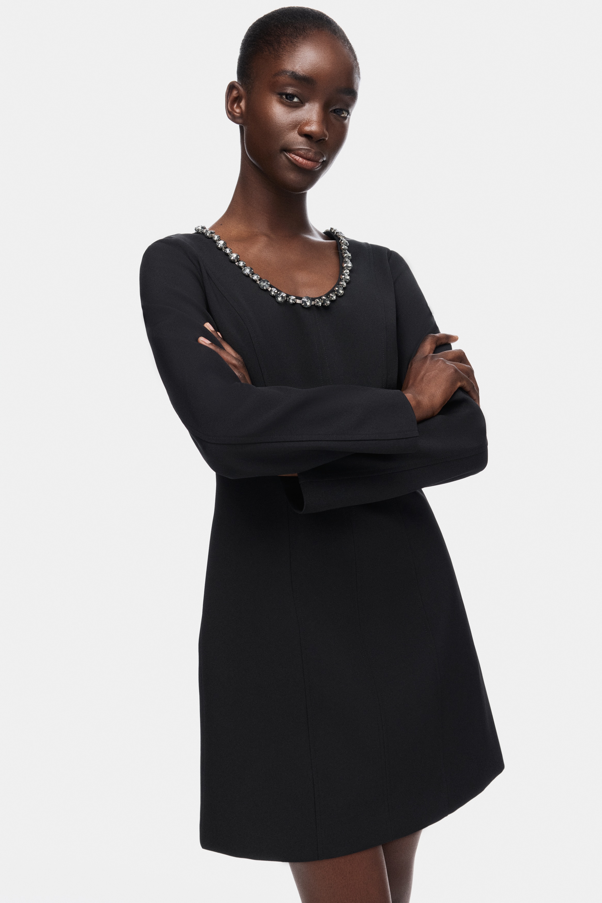 Rochie cu ștrasuri - Negru