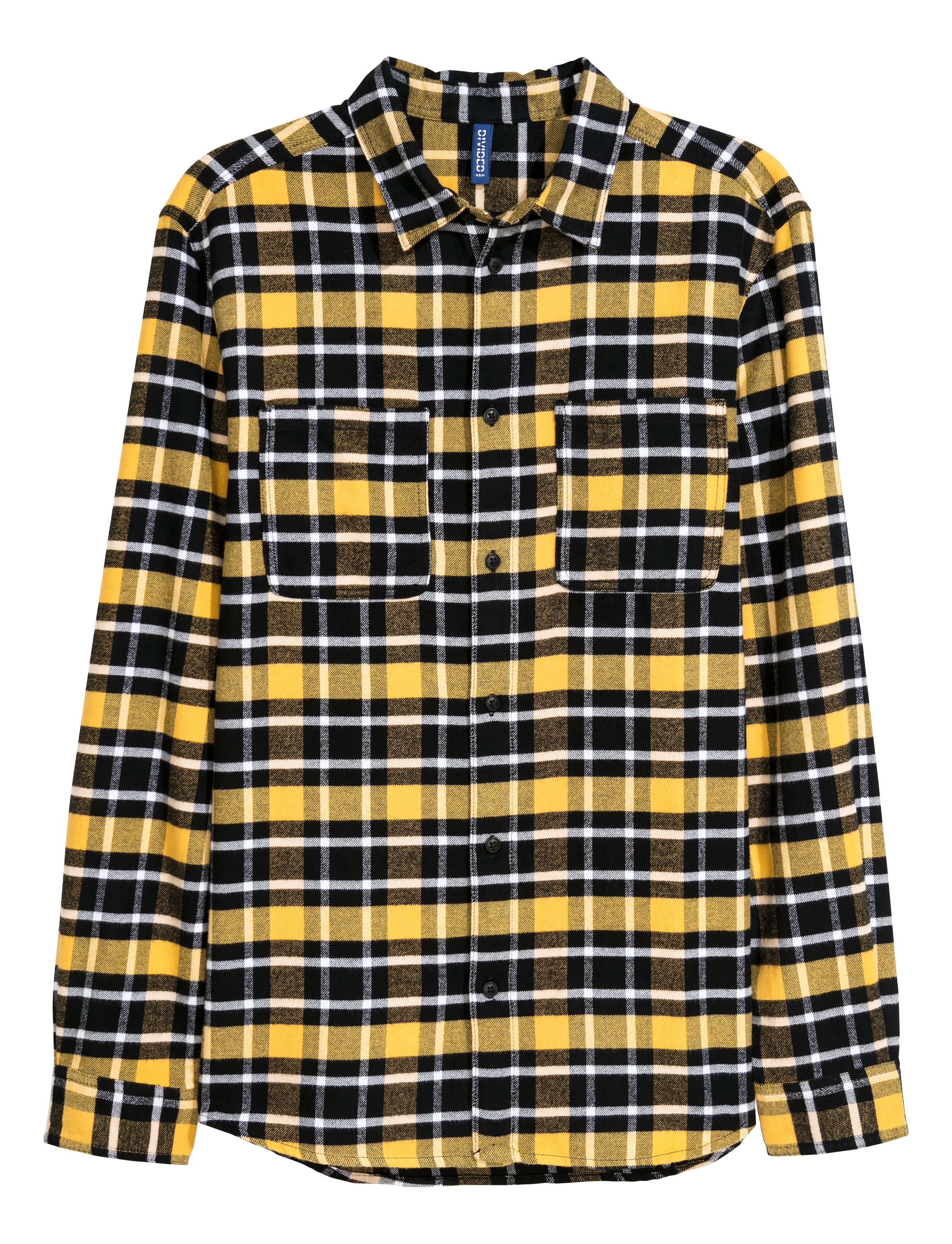 Flannel shirt Yellow/Black checked Men H&M