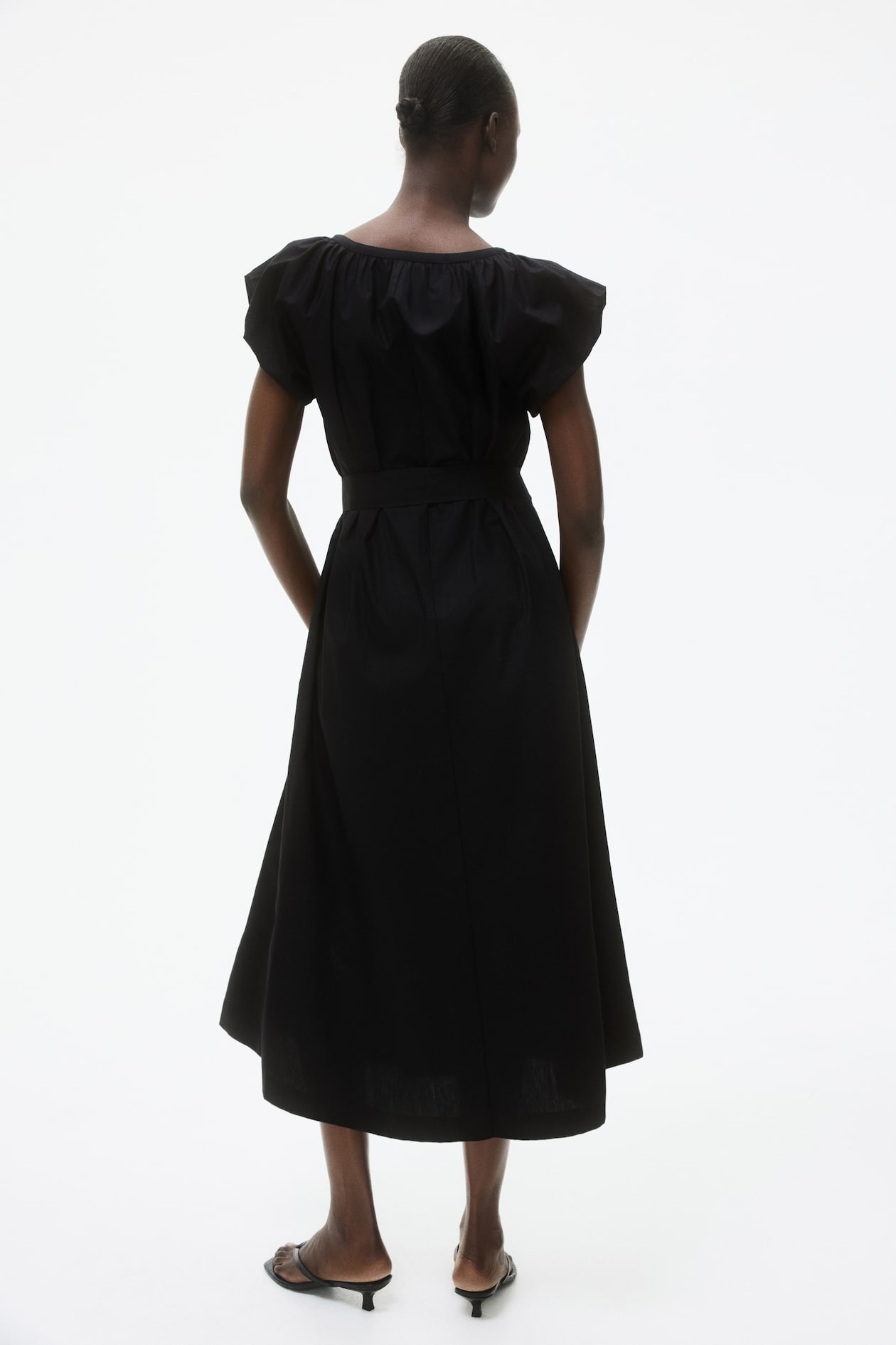 Puff-Sleeved Poplin Dress - image 5