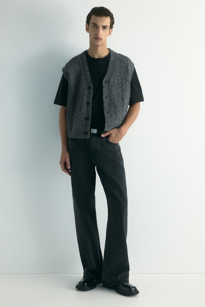 Vestă tricotată cu torsade Loose Fit - Gri - 2