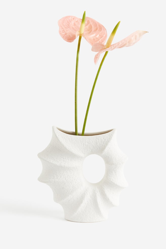 Vase aus Steingut - Weiß - 4