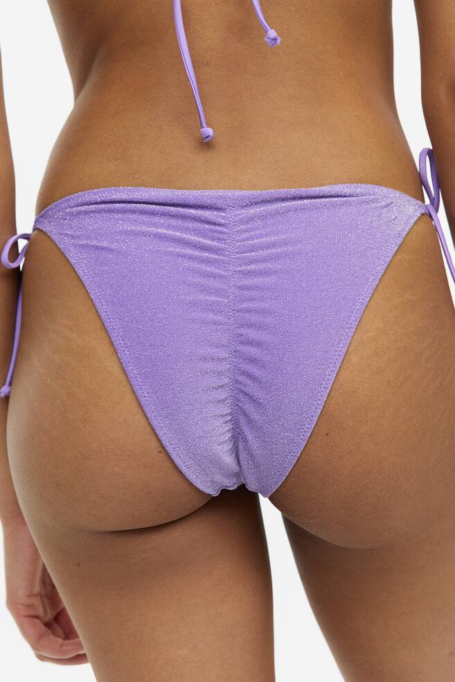 Tie tanga bikini bottoms - Purple/Purple/Patterned/Coral/Dark brown - 5