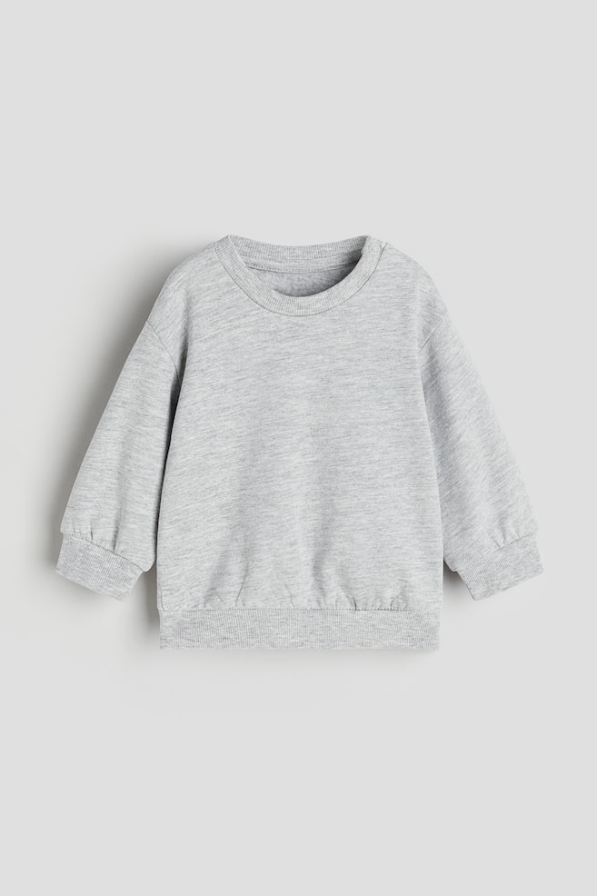Cotton Sweatshirt - Light gray melange/Light blue/Black/Dusty pink/Cream/cherries/White/Animals/Cream/hearts/Light beige/vehicles/Light beige/hearts/Light pink/floral/Light beige/turtles - 1