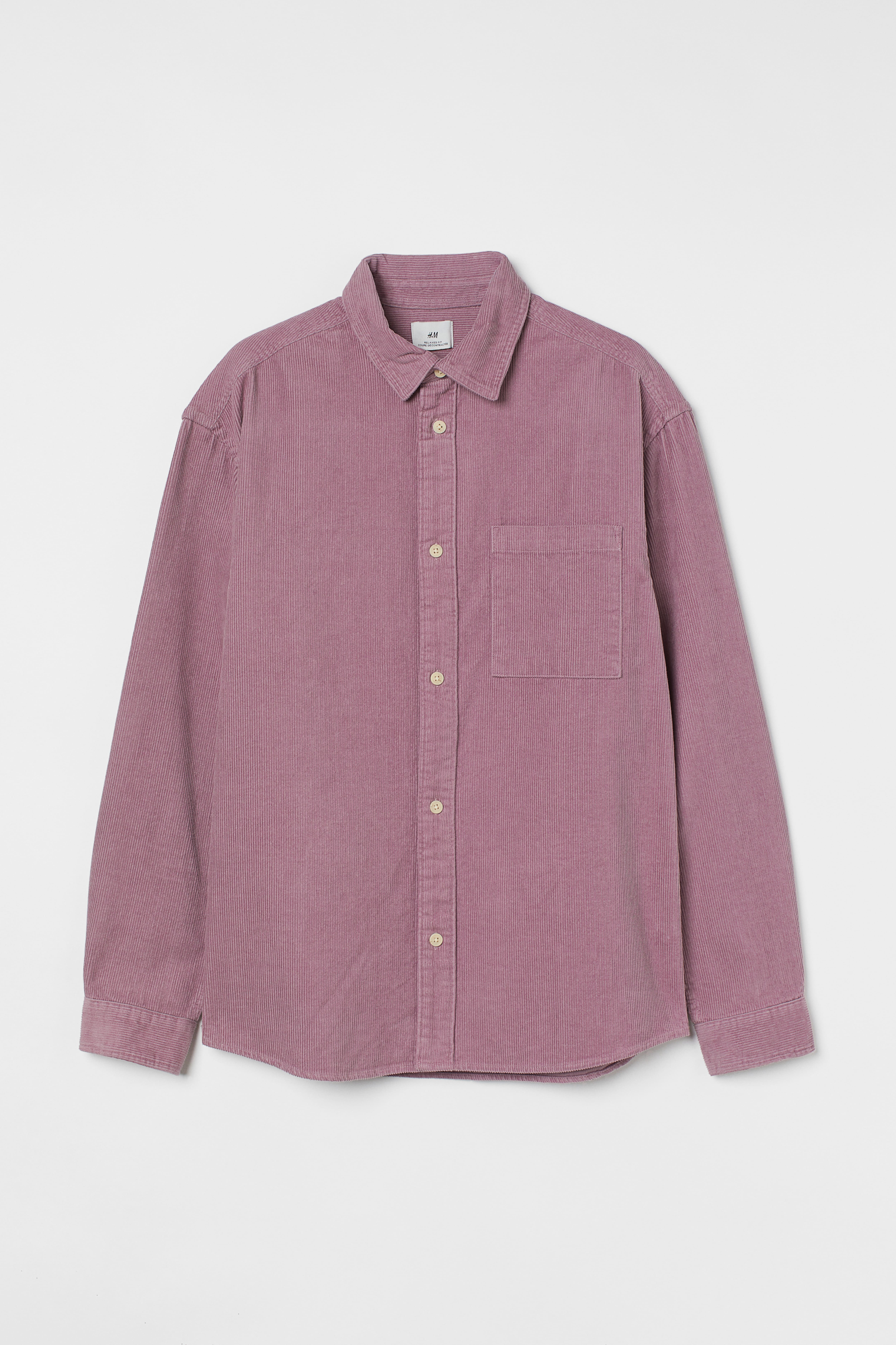 Relaxed Fit Corduroy Shirt - Long sleeve - Regular length - Heather purple  - Men | H&M US