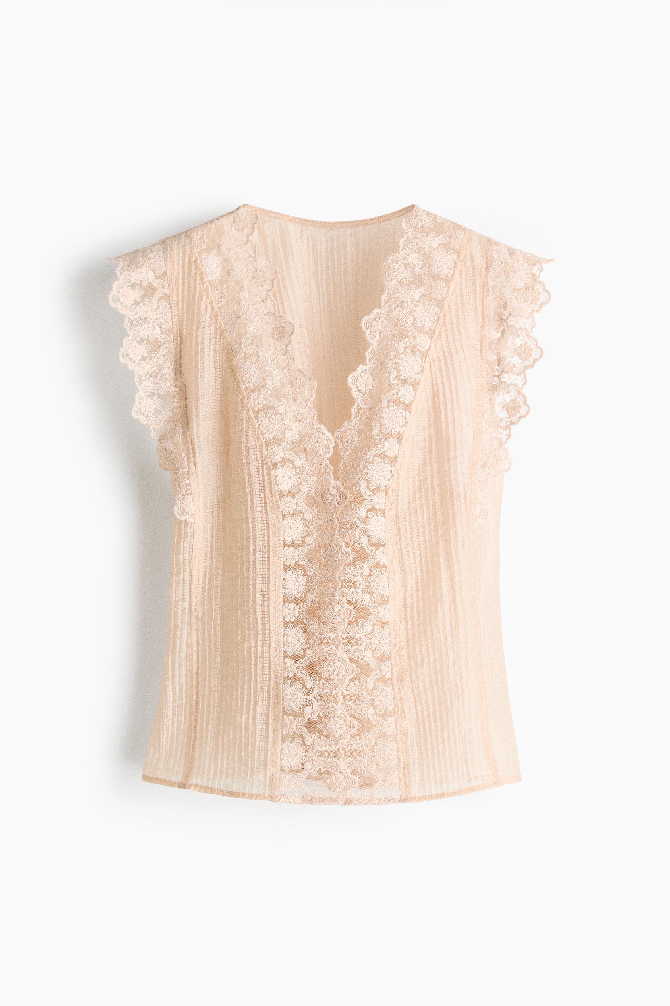 Lace-trimmed vest top - Light beige