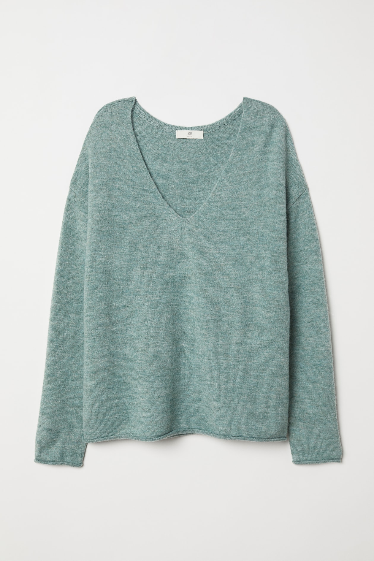 V-neck Sweater - V-neck - Long sleeve - Mint green - Ladies | H&M US