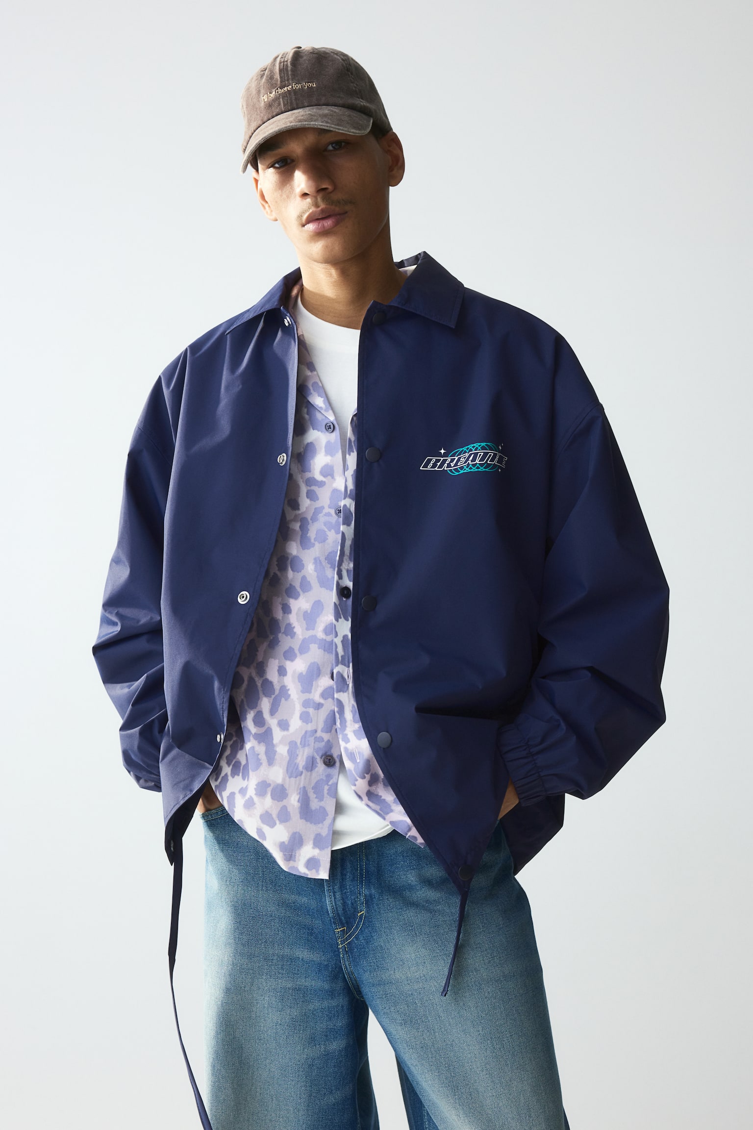 Loose Fit Water-repellent coach jacket - Dark blue/Breathe - 5