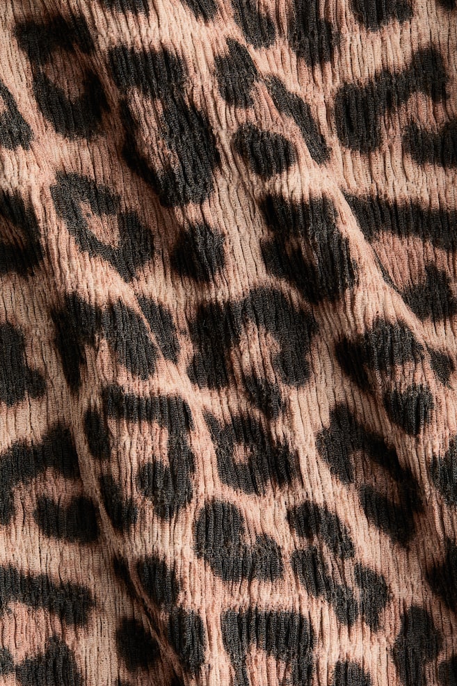 Pantaloni din jerseu texturat-Bej/imprimeu leopard - 2