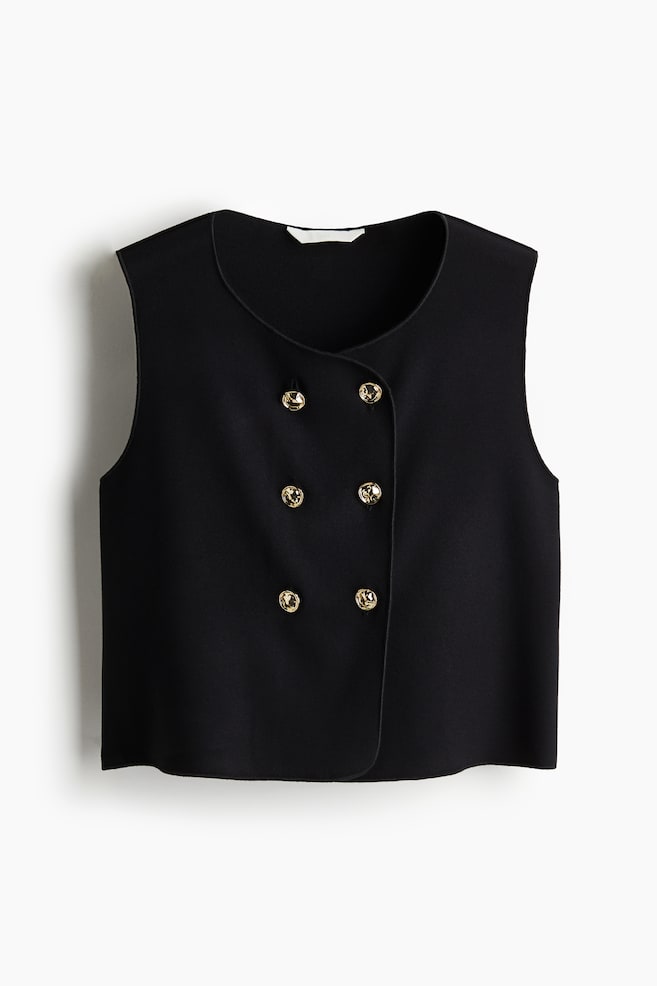 Double-breasted waistcoat - Black/Navy blue - 1