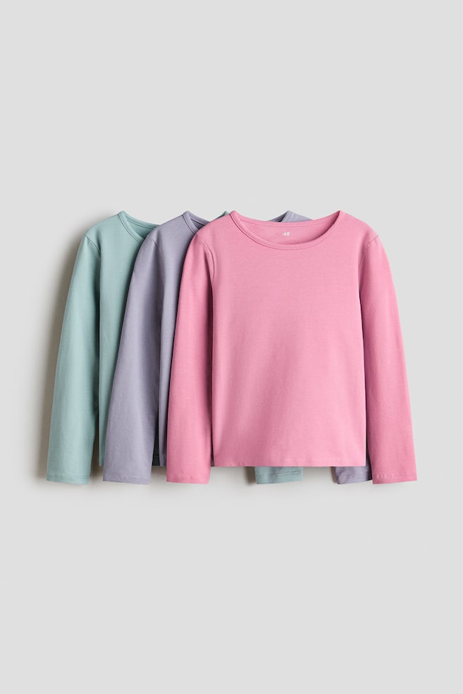 3-Pack Cotton Tops - Turquoise/lilac/pink/Pale purple/hearts/Ivory/hearts/Cream/black dotted - 1