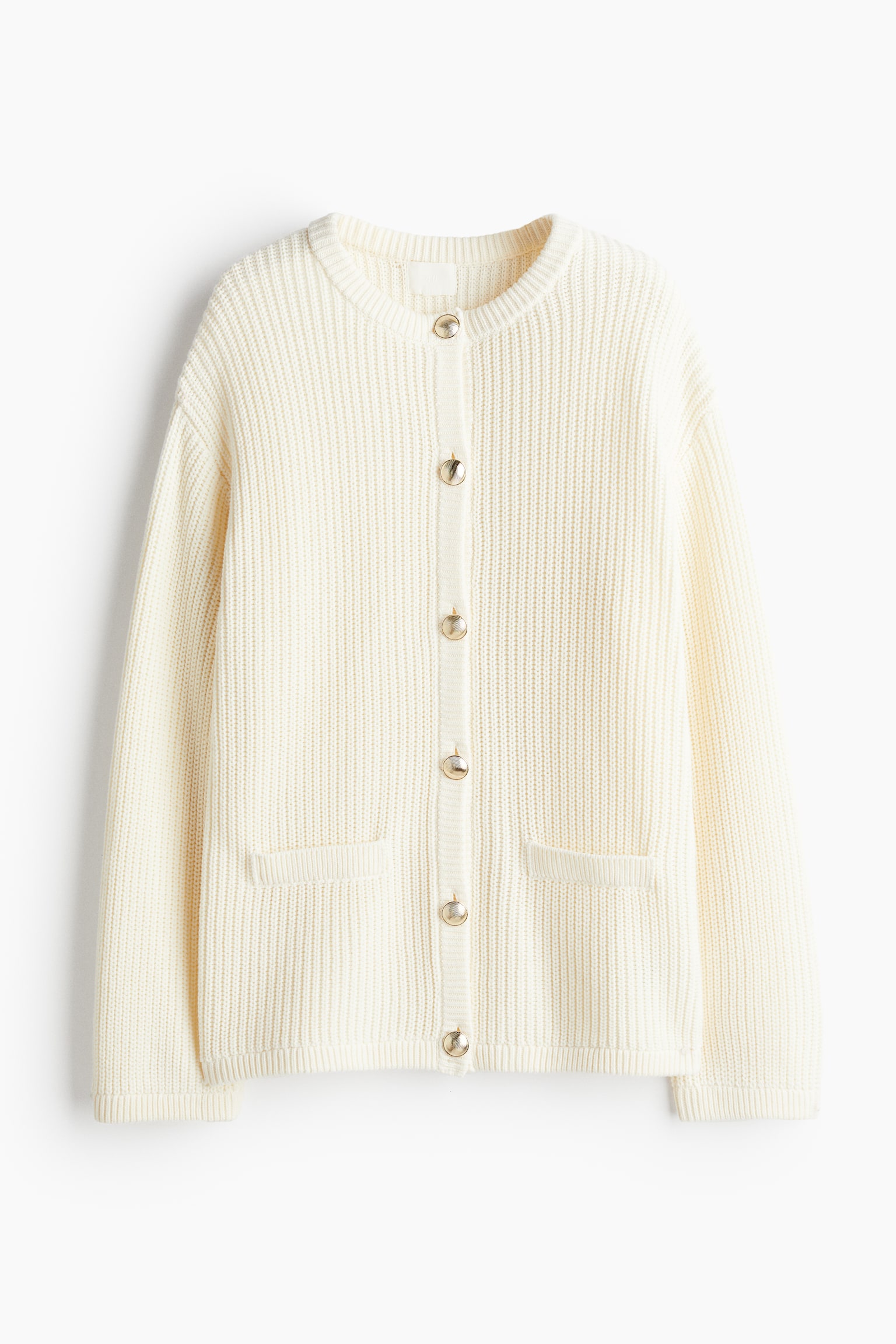 Rib-knit cardigan - Cream/Black/Navy blue - 2