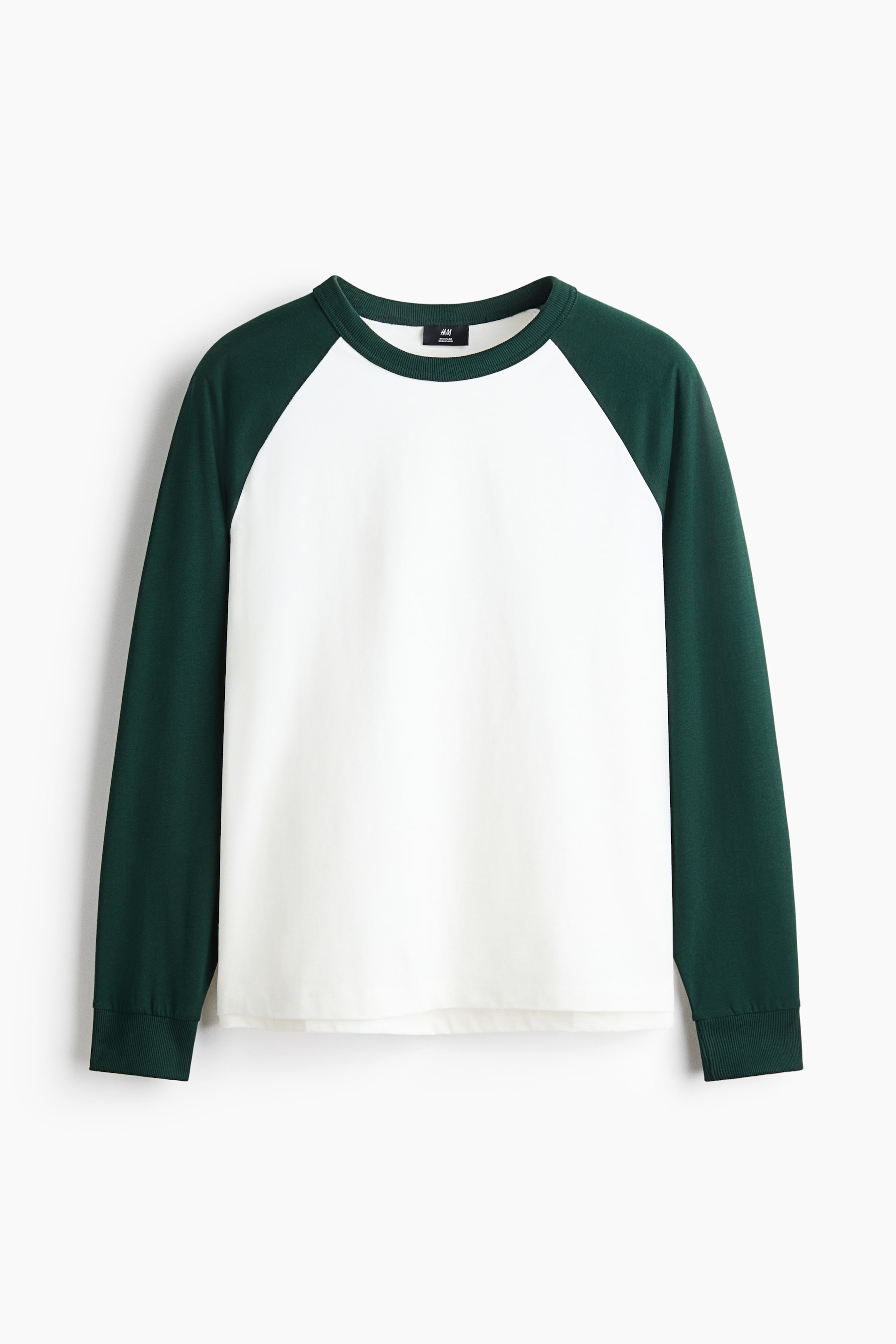 View larger image: Regular Fit Long-sleeved T-shirt - Dark green/Colour block - Men | H&M 1